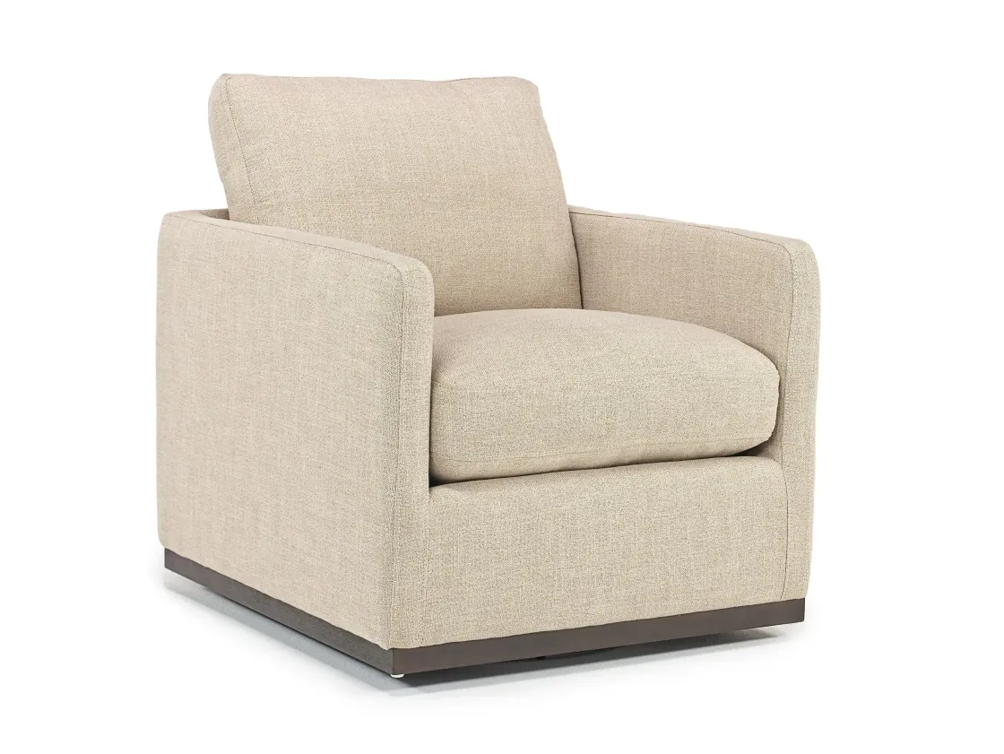 Mor Furniture Flax Swivel Chair In Coffee Leather