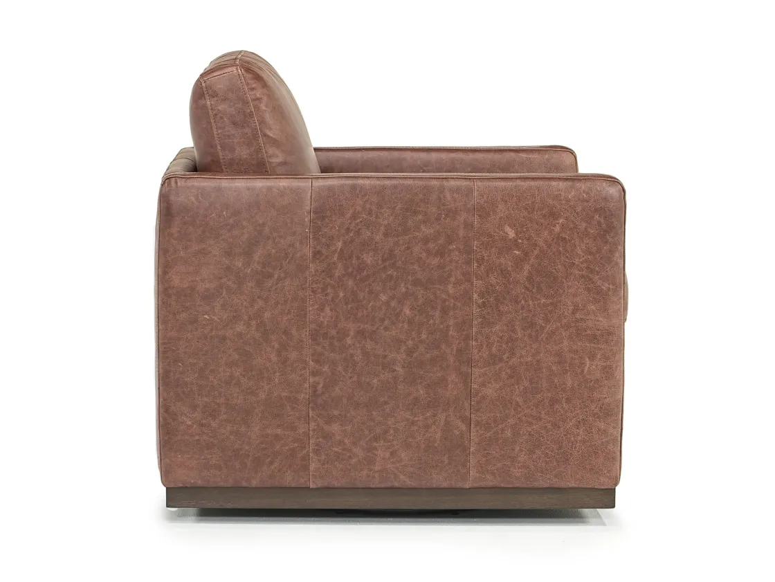 Mor Furniture Flax Swivel Chair In Coffee Leather