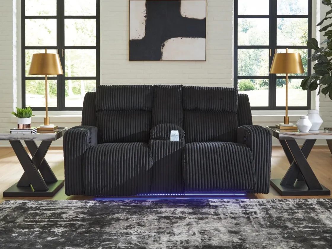 Mor Furniture Forest Lake 2 Power Console Loveseat In Alloy