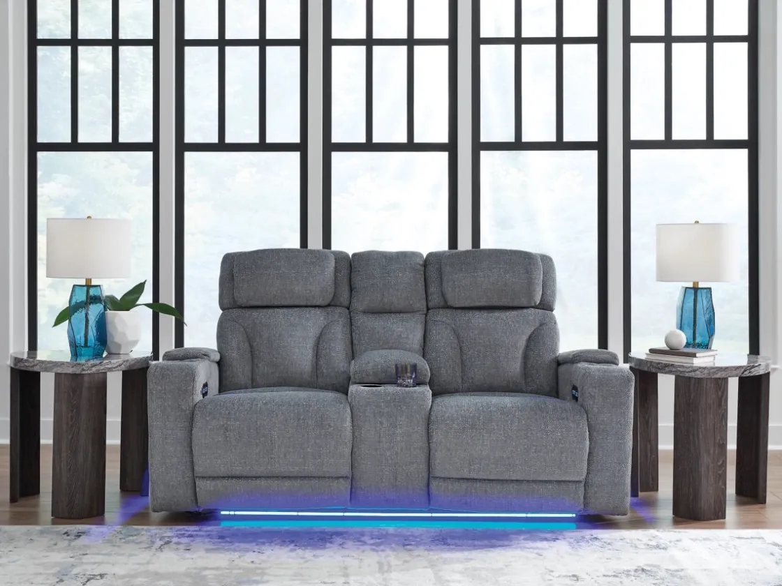 Mor Furniture Forest Lake 2 Power Console Loveseat In Alloy