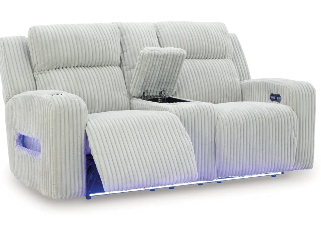 Mor Furniture Forest Lake 2 Power Console Loveseat In Alloy