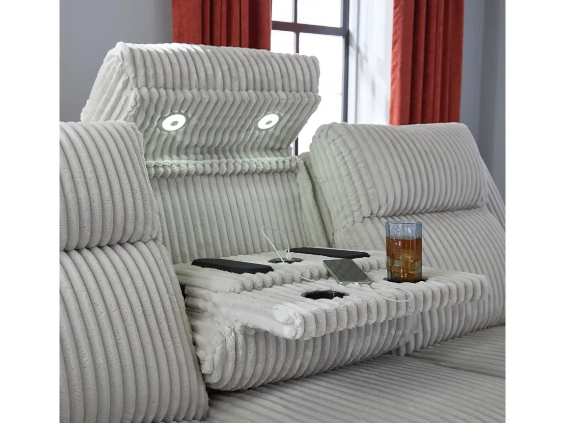 Mor Furniture Forest Lake 2 Power Sofa W/ Drop Down Table In Alloy