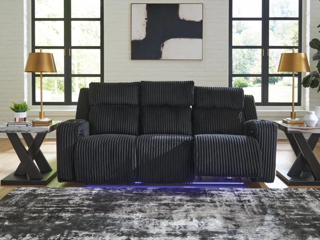 Mor Furniture Forest Lake 2 Power Sofa W/ Drop Down Table In Alloy