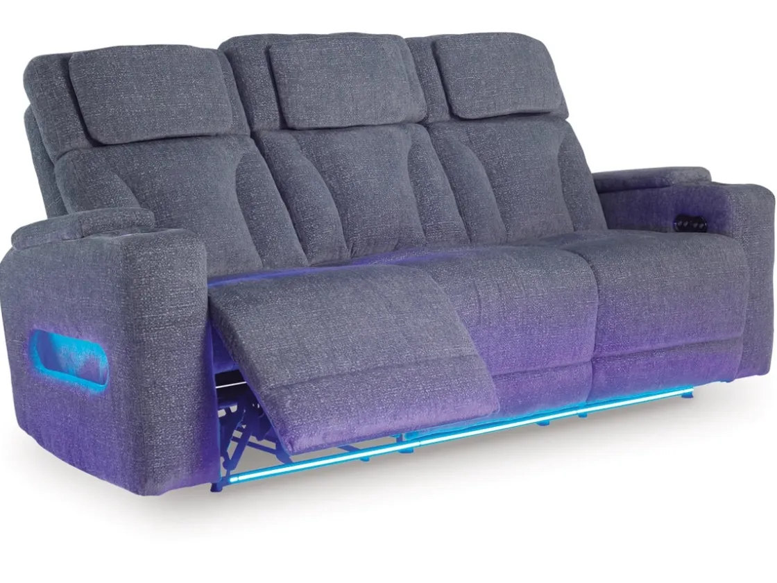 Mor Furniture Forest Lake 2 Power Sofa W/ Drop Down Table In Alloy