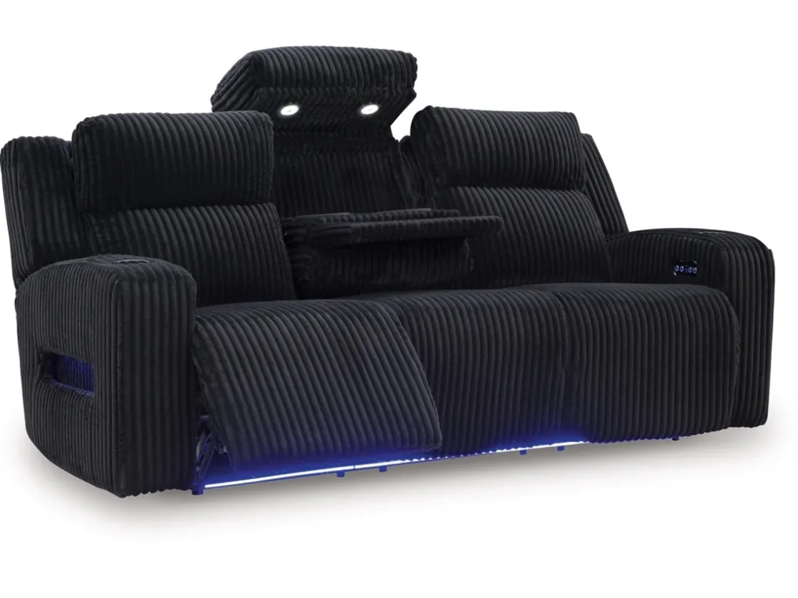 Mor Furniture Forest Lake 2 Power Sofa W/ Drop Down Table In Alloy