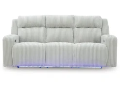 Mor Furniture Forest Lake 2 Power Sofa W/ Drop Down Table In Alloy