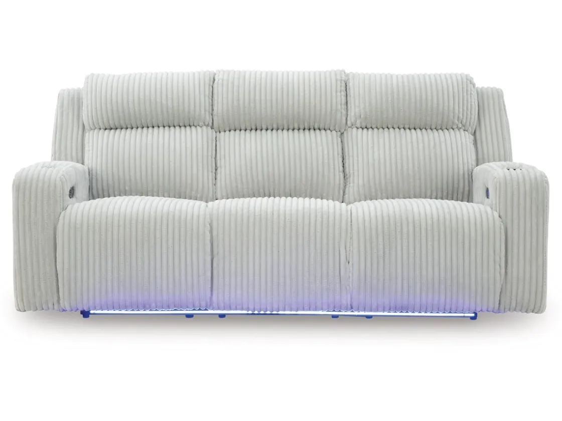 Mor Furniture Forest Lake 2 Power Sofa W/ Drop Down Table In Alloy