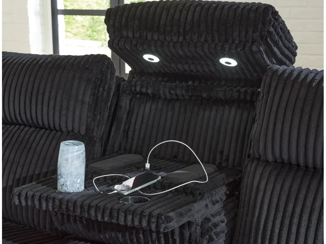 Mor Furniture Forest Lake 2 Power Sofa W/ Drop Down Table In Alloy