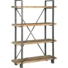 Mor Furniture Forestmin Tall Bookcase In Natural Wood & Gray Metal