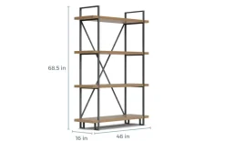 Mor Furniture Forestmin Tall Bookcase In Natural Wood & Gray Metal