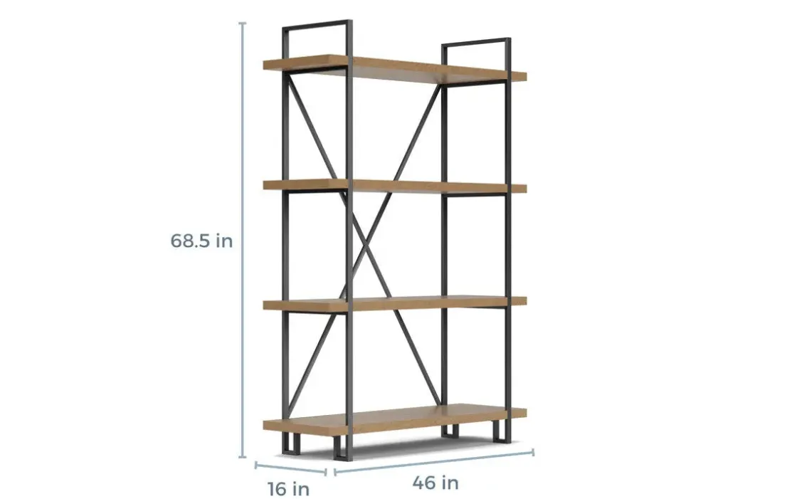 Mor Furniture Forestmin Tall Bookcase In Natural Wood & Gray Metal