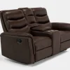 Mor Furniture Forte Reclining Console Loveseat In Dark Brown