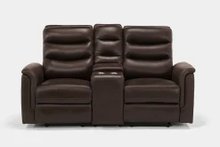 Mor Furniture Forte Reclining Console Loveseat In Dark Brown