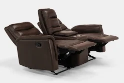 Mor Furniture Forte Reclining Console Loveseat In Dark Brown