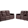 Mor Furniture Forte Reclining Sofa & Console Loveseat In Dark Brown