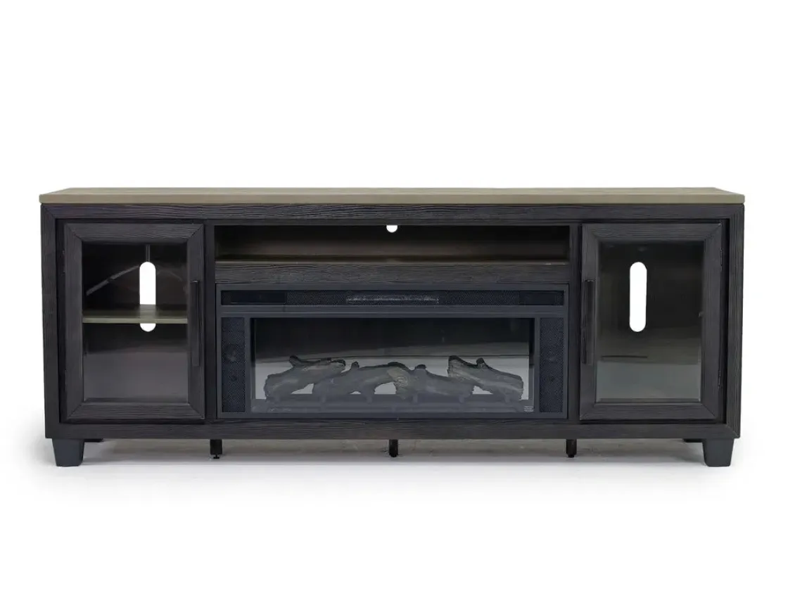Mor Furniture Foyland Fireplace Console In Black/Brown