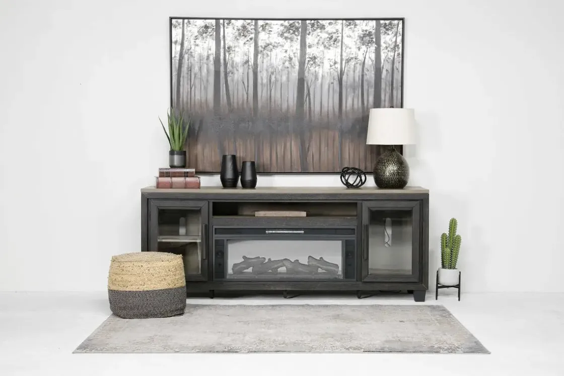 Mor Furniture Foyland Fireplace Console In Black/Brown