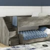 Kids Mor Furniture Frandern Loft Bed W/ Caster Bed & Storage Steps In Gray, Twin