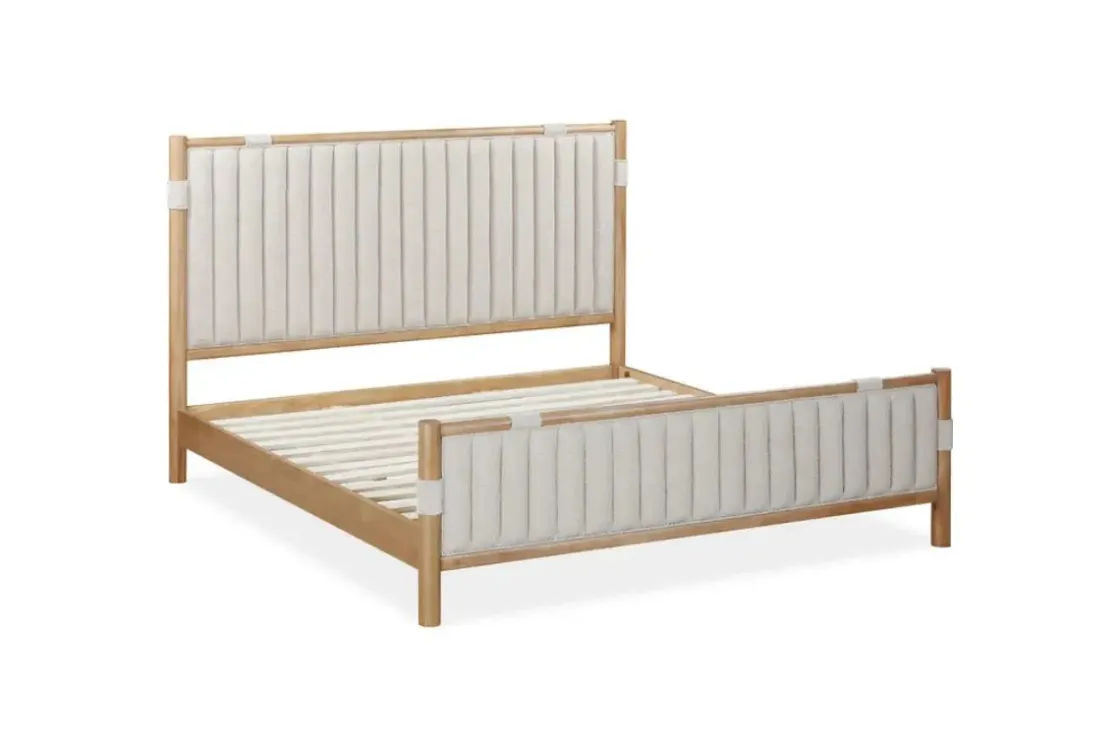 Mor Furniture Furano Channel Upholstered Panel Bed In Ginger, Full