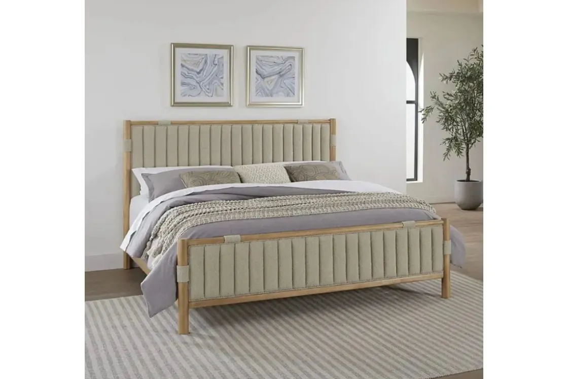Mor Furniture Furano Channel Upholstered Panel Bed In Ginger, Full