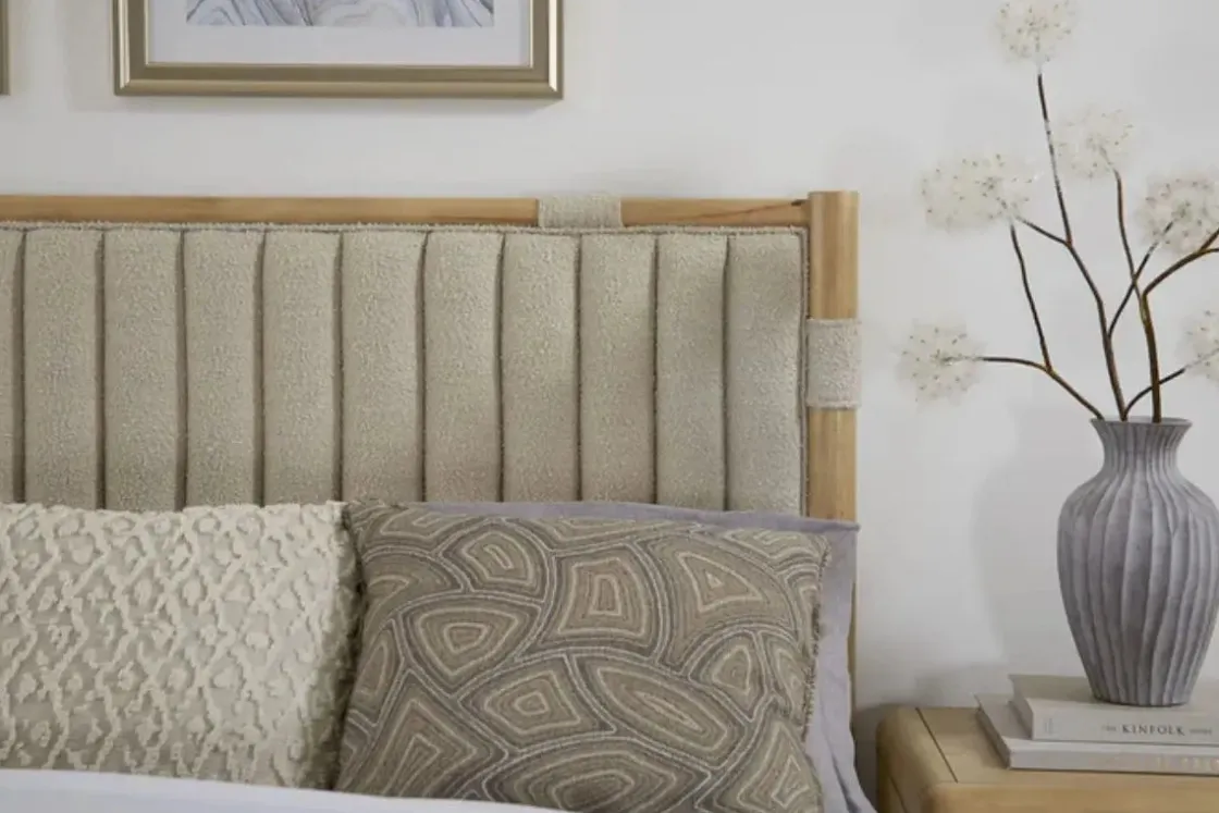 Mor Furniture Furano Channel Upholstered Panel Bed In Ginger, Full