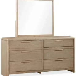Mor Furniture Furano Upholstered Bed, Dresser, Mirror & 1 Drawer Nightstand In Ginger, Full