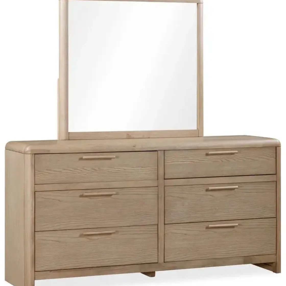 Mor Furniture Furano Upholstered Bed, Dresser, Mirror & 1 Drawer Nightstand In Ginger, Full