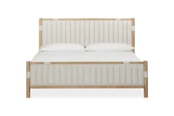 Mor Furniture Furano Upholstered Bed, Dresser, Mirror & 1 Drawer Nightstand In Ginger, Full