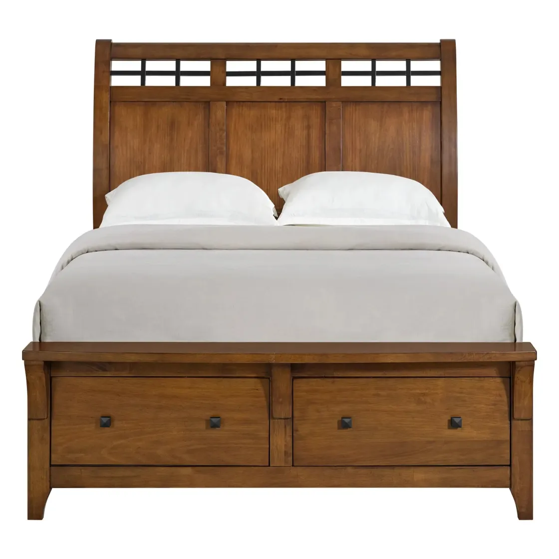 Mor Furniture Gage Sleigh Bed W/ Storage In Chestnut, Queen