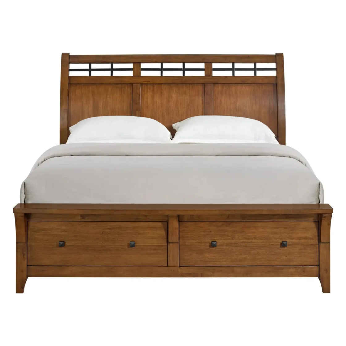 Mor Furniture Gage Sleigh Bed W/ Storage In Chestnut, Queen