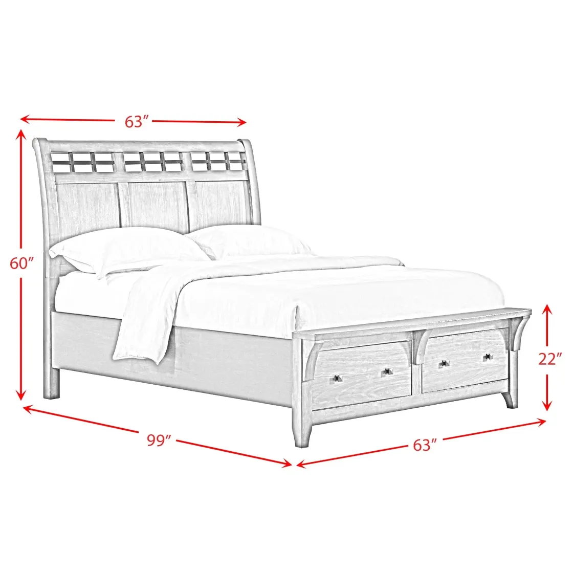 Mor Furniture Gage Sleigh Bed W/ Storage In Chestnut, Queen