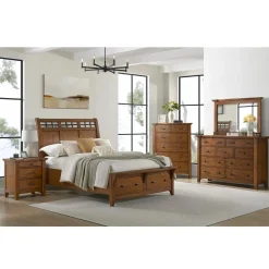 Mor Furniture Gage Sleigh Bed W/ Storage In Chestnut, Queen