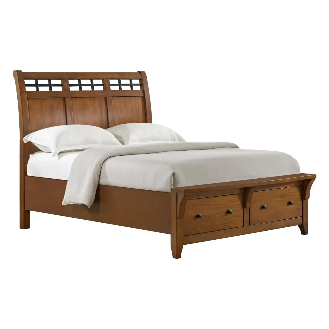 Mor Furniture Gage Sleigh Bed W/ Storage In Chestnut, Queen