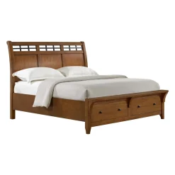 Mor Furniture Gage Sleigh Bed W/ Storage In Chestnut, Queen