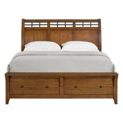Mor Furniture Gage Sleigh Bed W/ Storage, Dresser, Mirror & Nightstand In Chestnut, Queen