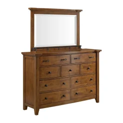 Mor Furniture Gage Sleigh Bed W/ Storage, Dresser, Mirror & Nightstand In Chestnut, Queen