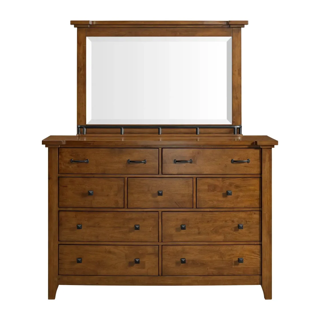 Mor Furniture Gage Sleigh Bed W/ Storage, Dresser, Mirror & Nightstand In Chestnut, Queen