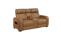 Mor Furniture Gallington 2 Power Console Loveseat In Brown