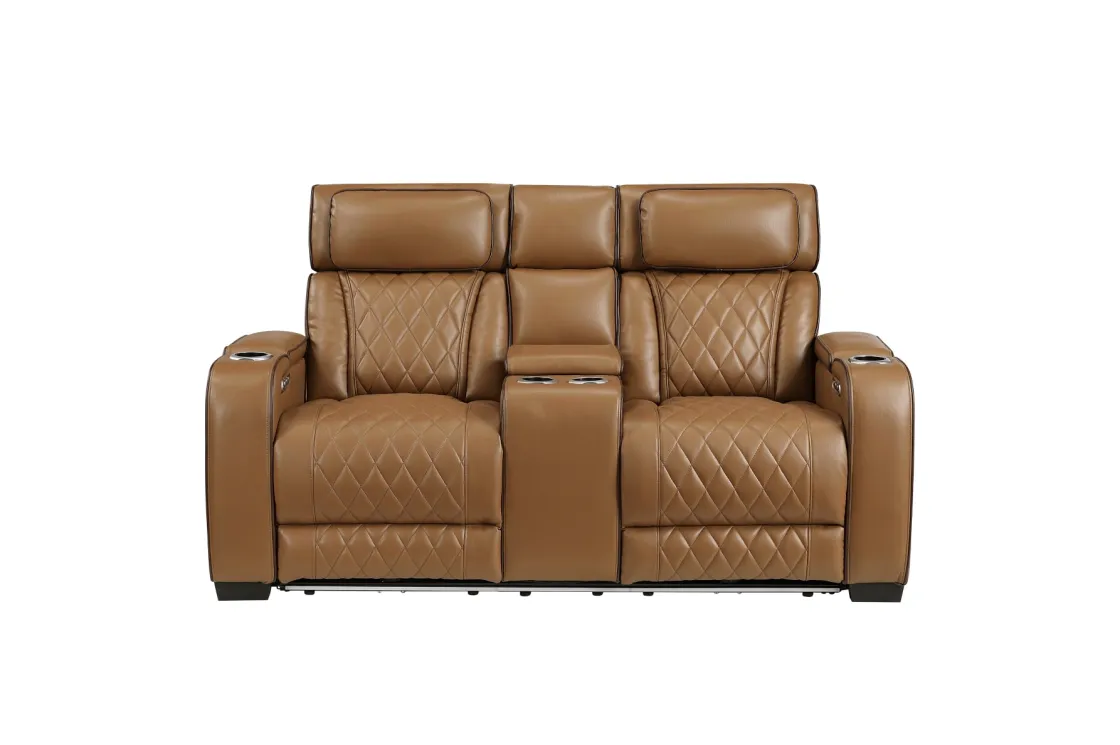 Mor Furniture Gallington 2 Power Console Loveseat In Brown