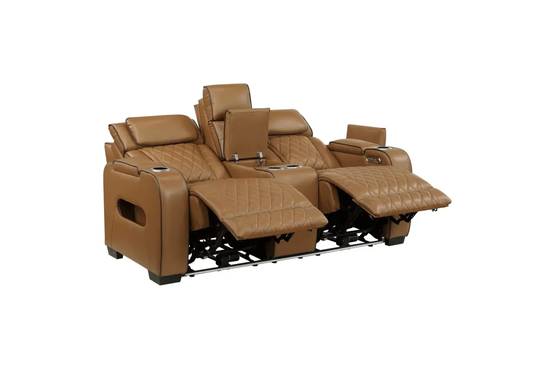 Mor Furniture Gallington 2 Power Sofa & Console Loveseat In Brown