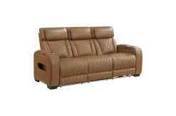 Mor Furniture Gallington 2 Power Sofa W/ Drop Down Console In Brown