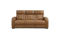 Mor Furniture Gallington 2 Power Sofa W/ Drop Down Console In Brown