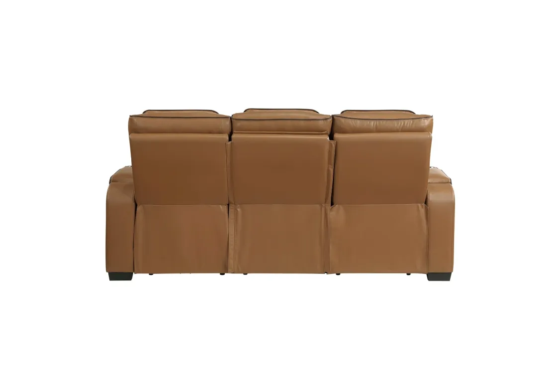 Mor Furniture Gallington 2 Power Sofa W/ Drop Down Console In Brown