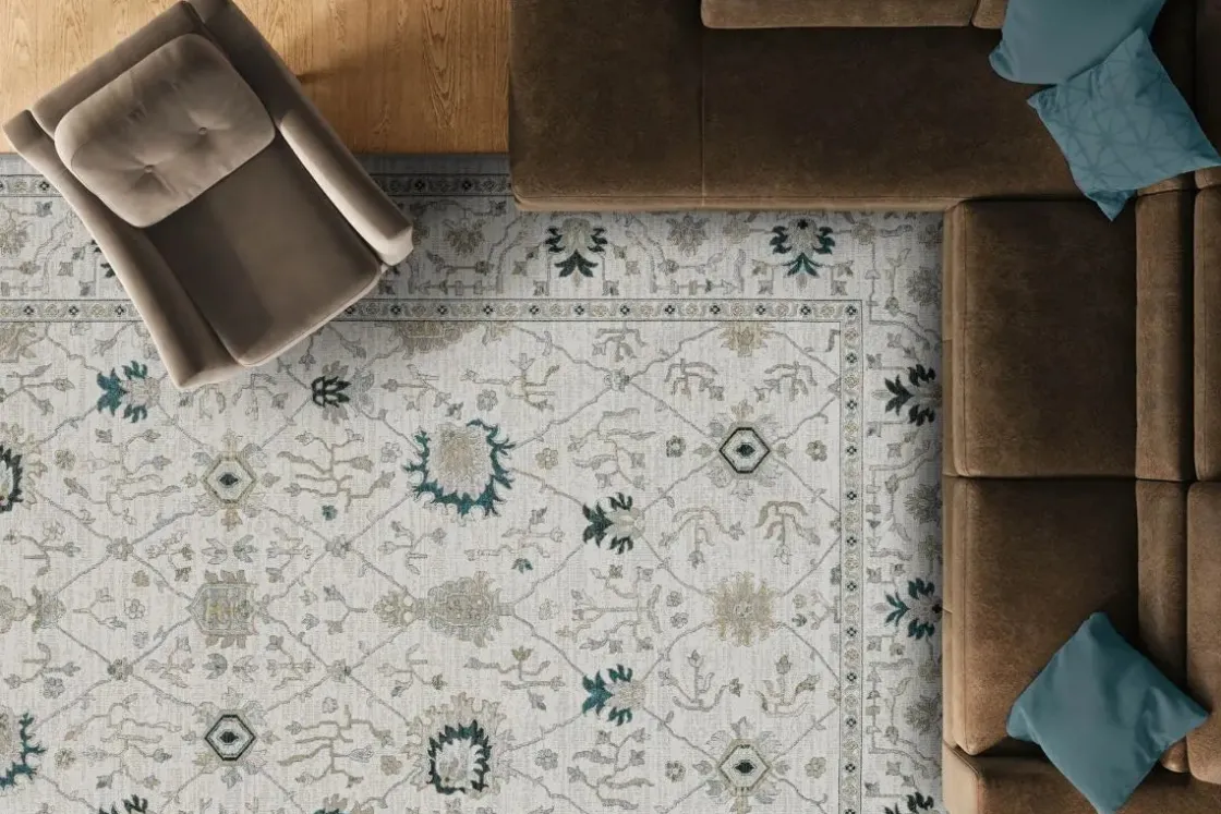 Mor Furniture Gatsby Regent Rug In Ivory & Green, 5’ X 7’