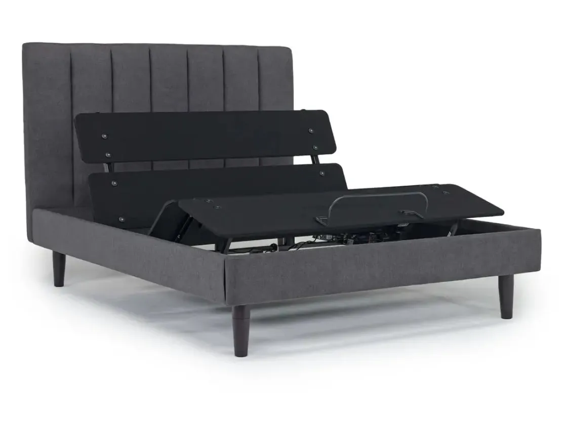 Mor Furniture Gavin Upholstered Adjustable Foundation Bed In Charcoal, Full