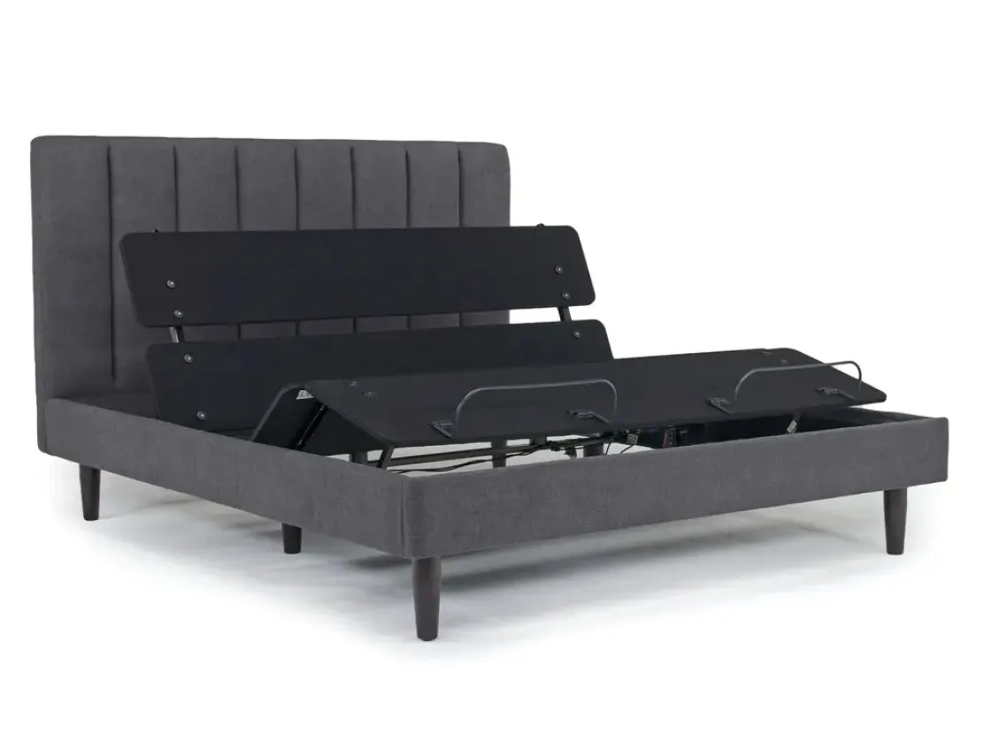 Mor Furniture Gavin Upholstered Adjustable Foundation Bed In Charcoal, Full