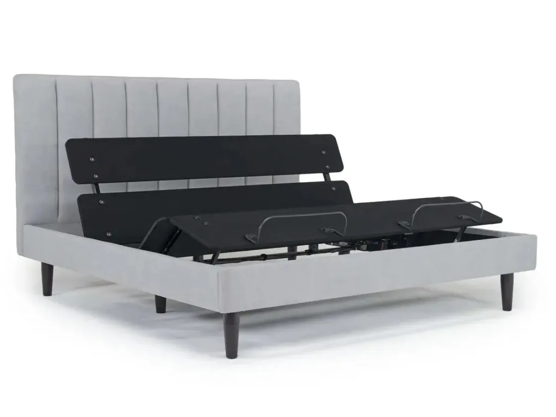 Mor Furniture Gavin Upholstered Adjustable Foundation Bed In Charcoal, Full