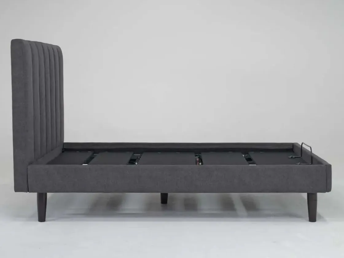 Mor Furniture Gavin Upholstered Adjustable Foundation Bed In Charcoal, Full