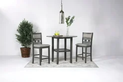 Mor Furniture Gia Counter Height Extendable Round Dining Table & 2 Stools In Gray