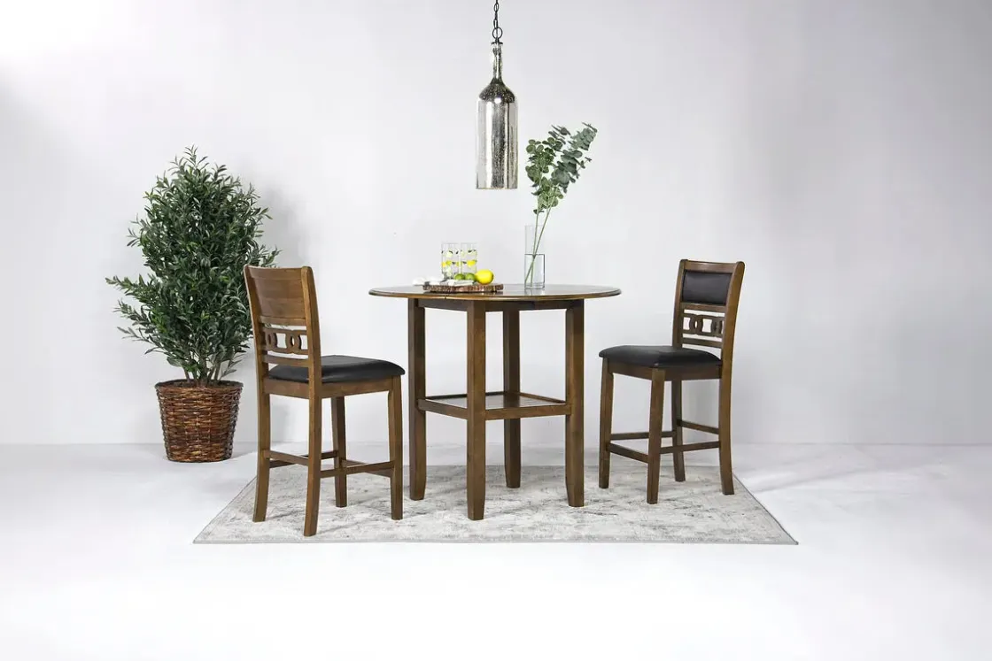 Mor Furniture Gia Counter Height Extendable Round Dining Table & 2 Stools In Gray